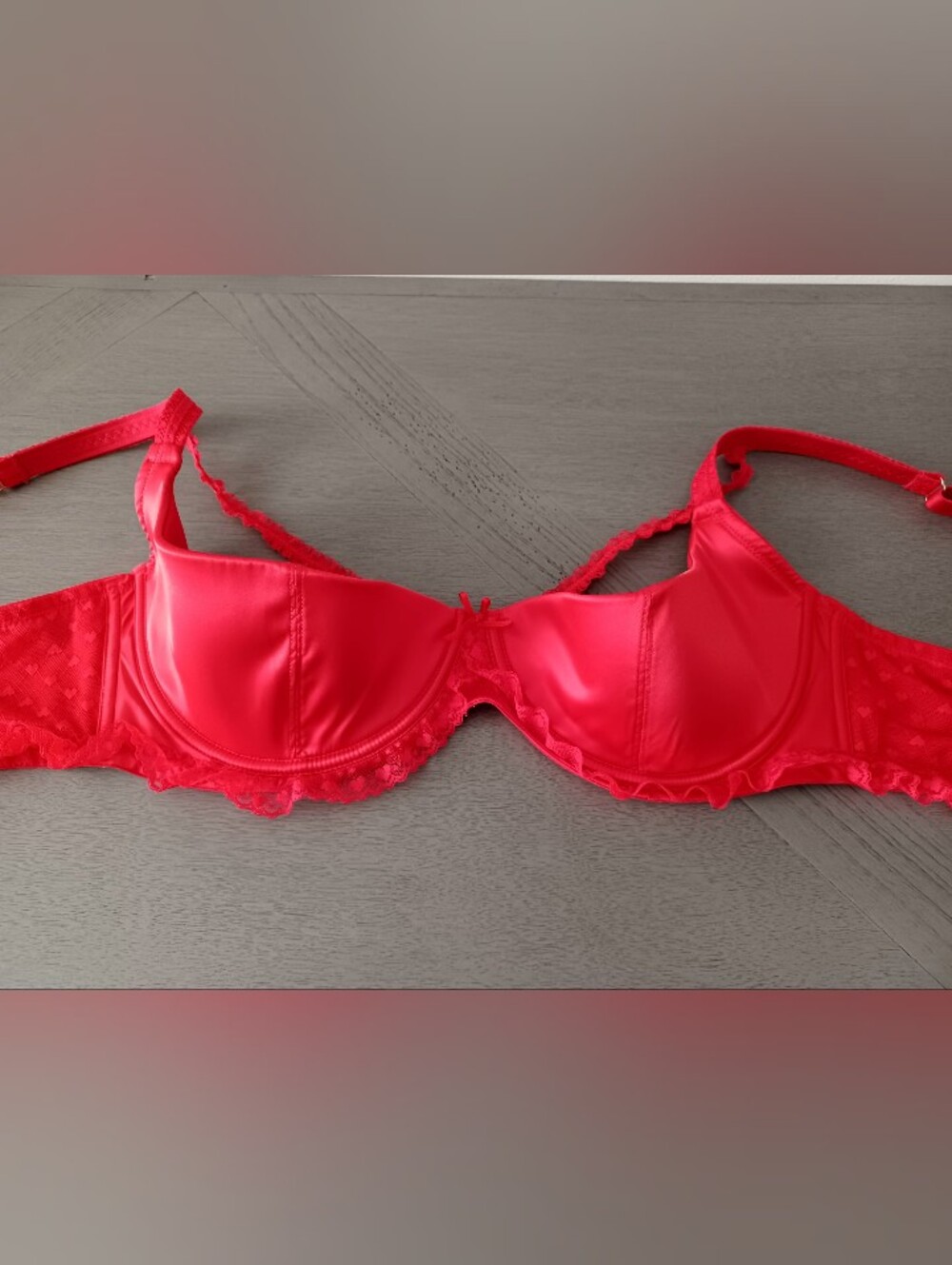 Savage X Fenty Sexy Satin Red Lace-Trim Underwire Bra, Size 42D - Picture 2 of 16
